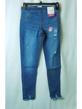 Girls SO Medium Wash Distressed Raw Hem Mid Rise Ultimate Jeggings Size 12